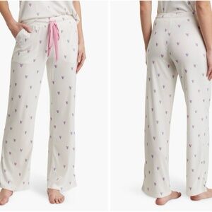 💕 🆕 PJ Salvage Heart Print Pajama Pants.  Ivory, Pink and Purple. Size S.  NWT.